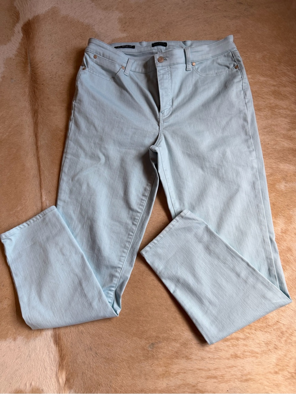 Talbots Slim Ankle Jeans Light Blue High Rise Stretch Denim Pants Size 12 long
